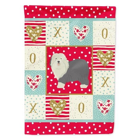Carolines Treasures 28 x 0.01 x 40 in. Old English Sheepdog Love Canvas House Flag CK5942CHF